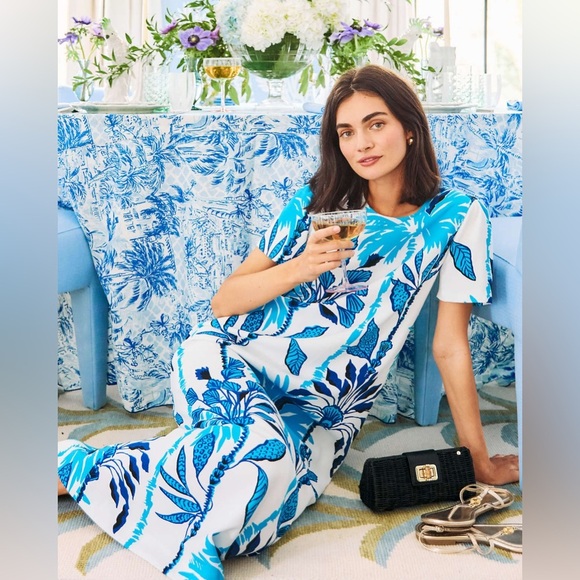 New! Lilly Pulitzer Charlee Blue Floral Maxi Dress Coconut Oversized 🩵 size 00 - Picture 10 of 15